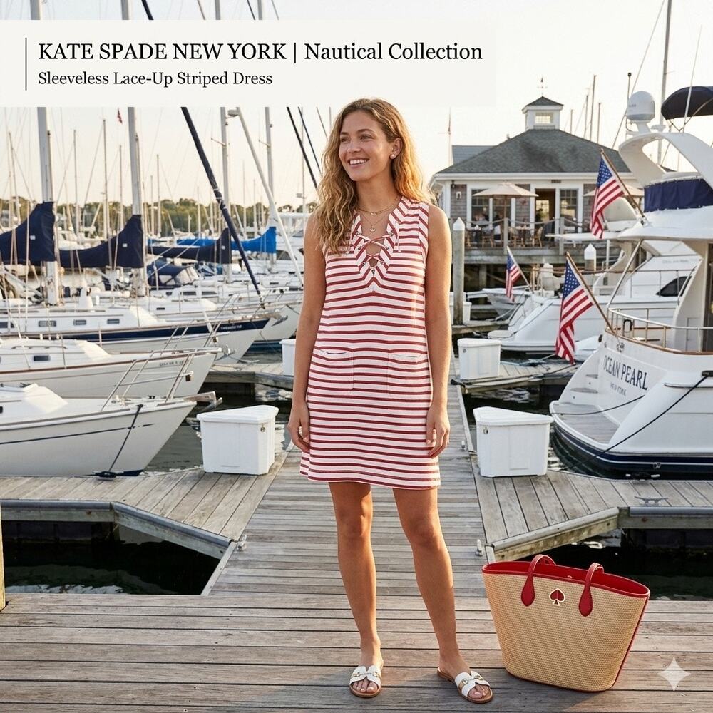 Kate Spade New York Lace-Up Nautical Striped Dress